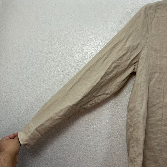 Forever 21 Linen Blend Button Up Shirt Relaxed Fit Resort Collection Beach - Picture 4 of 8